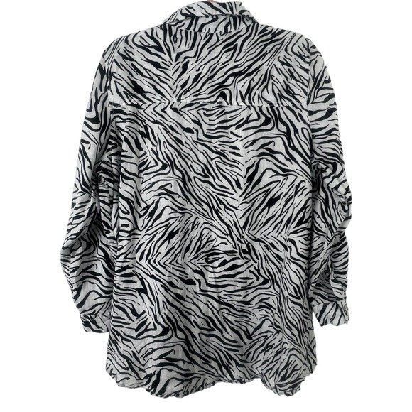 Cynthia Rowley 100% Linen Animal Print zebra Tunic Shirt - Picture 4 of 11